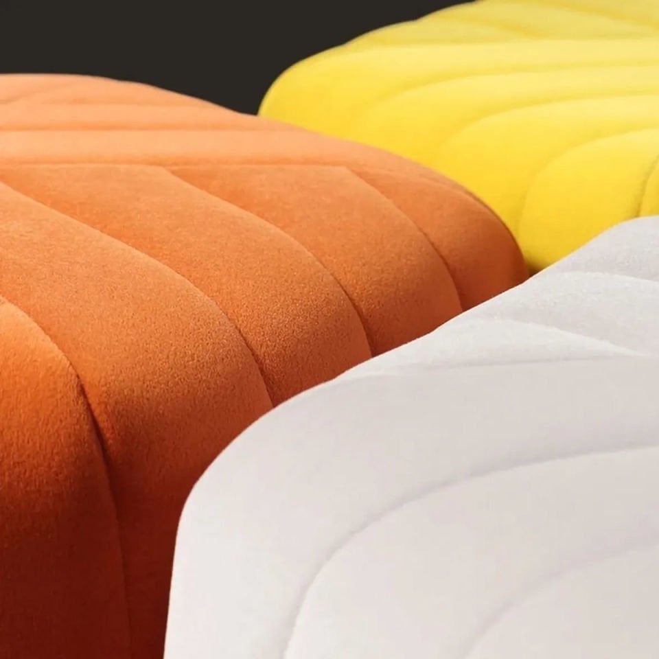 Hexa Puf / Çizgili Altıgen Dikişli Puf