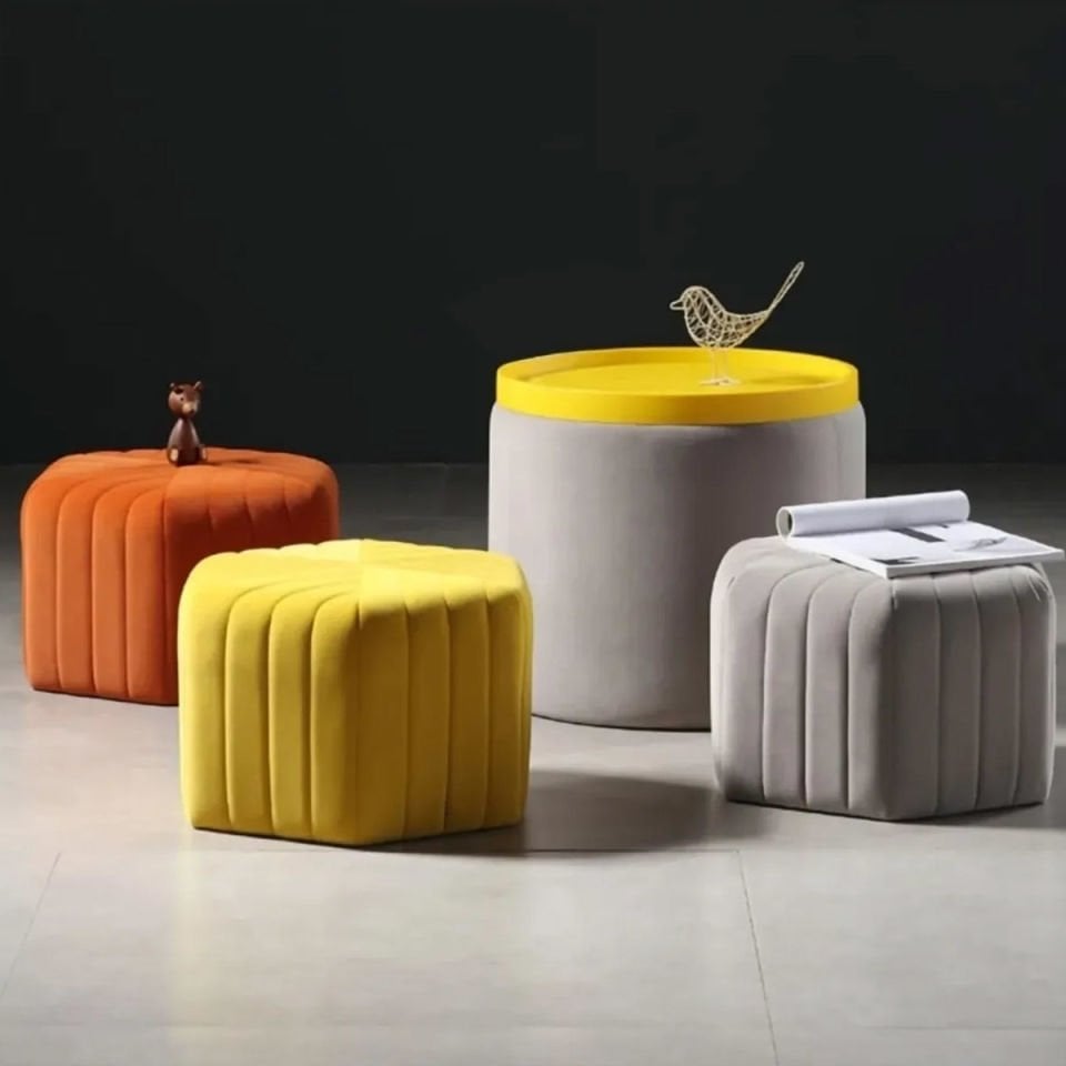 Hexa Puf / Çizgili Altıgen Dikişli Puf