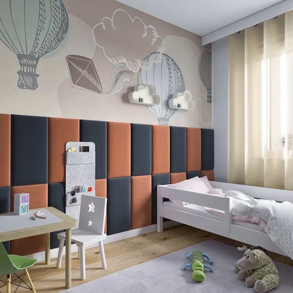 Dikdörtgen Kumaş Kaplı 3D Duvar Paneli (1 Adet)