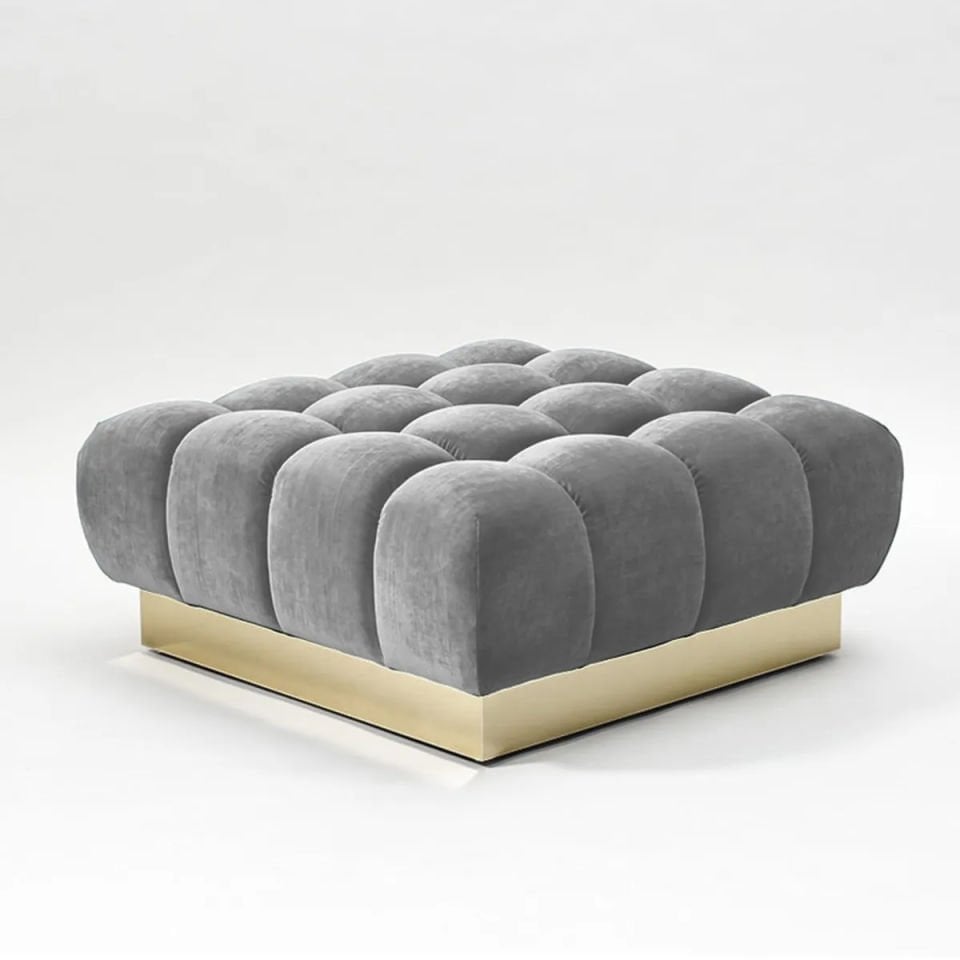 Slit Puf / Gold Suni Deri Ayak /  80*80 Cm Yükseklik 40 Cm