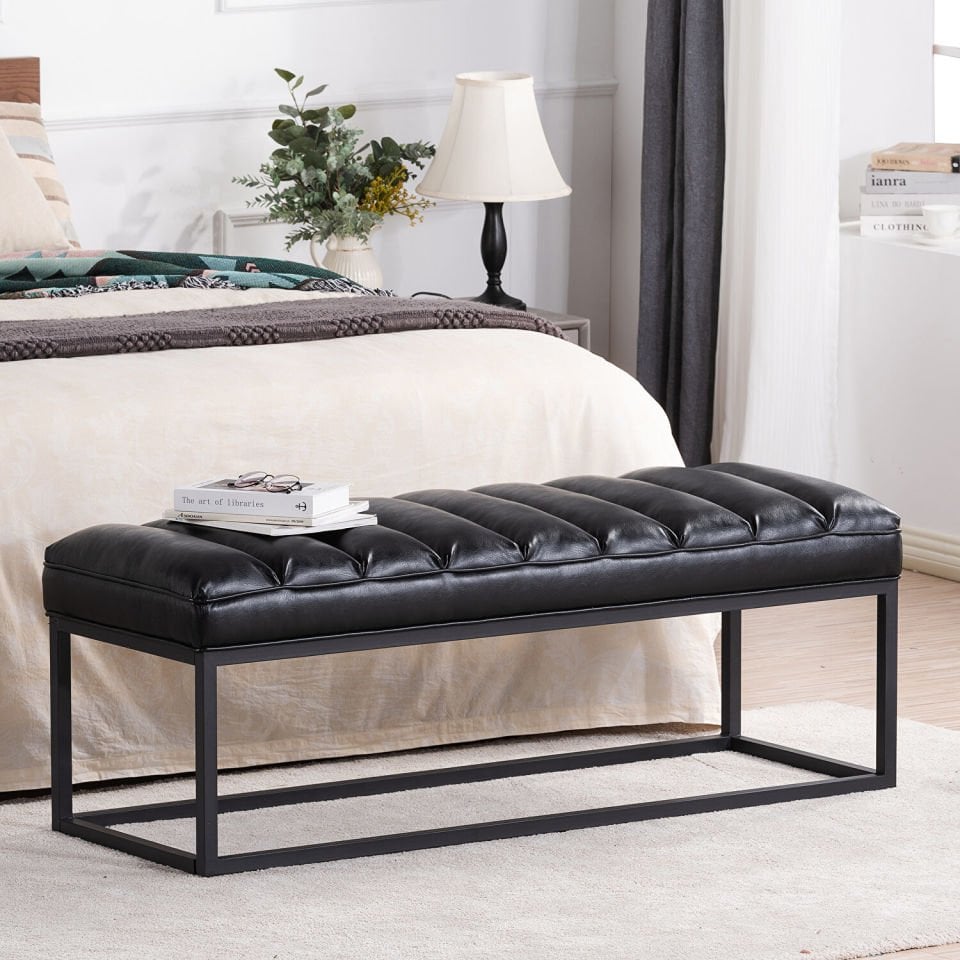 Slot Leather Bench / 40* 120 cm