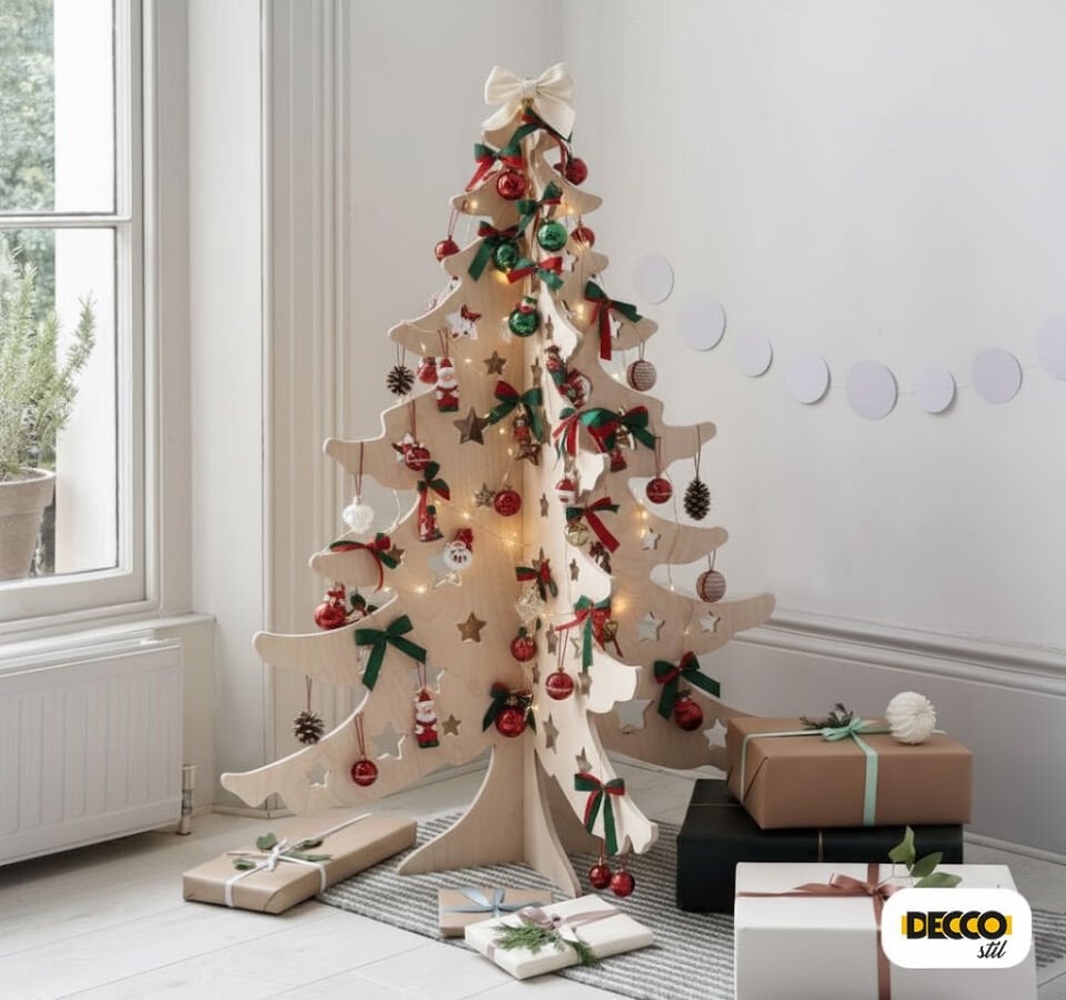 Dekoratif Yılbaşı Ağacı  / Ham MDF / 1. Kalite / Süsler Hariçtir